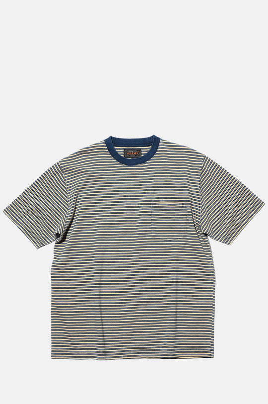 Pocket Tee Indigo Stripe Off White