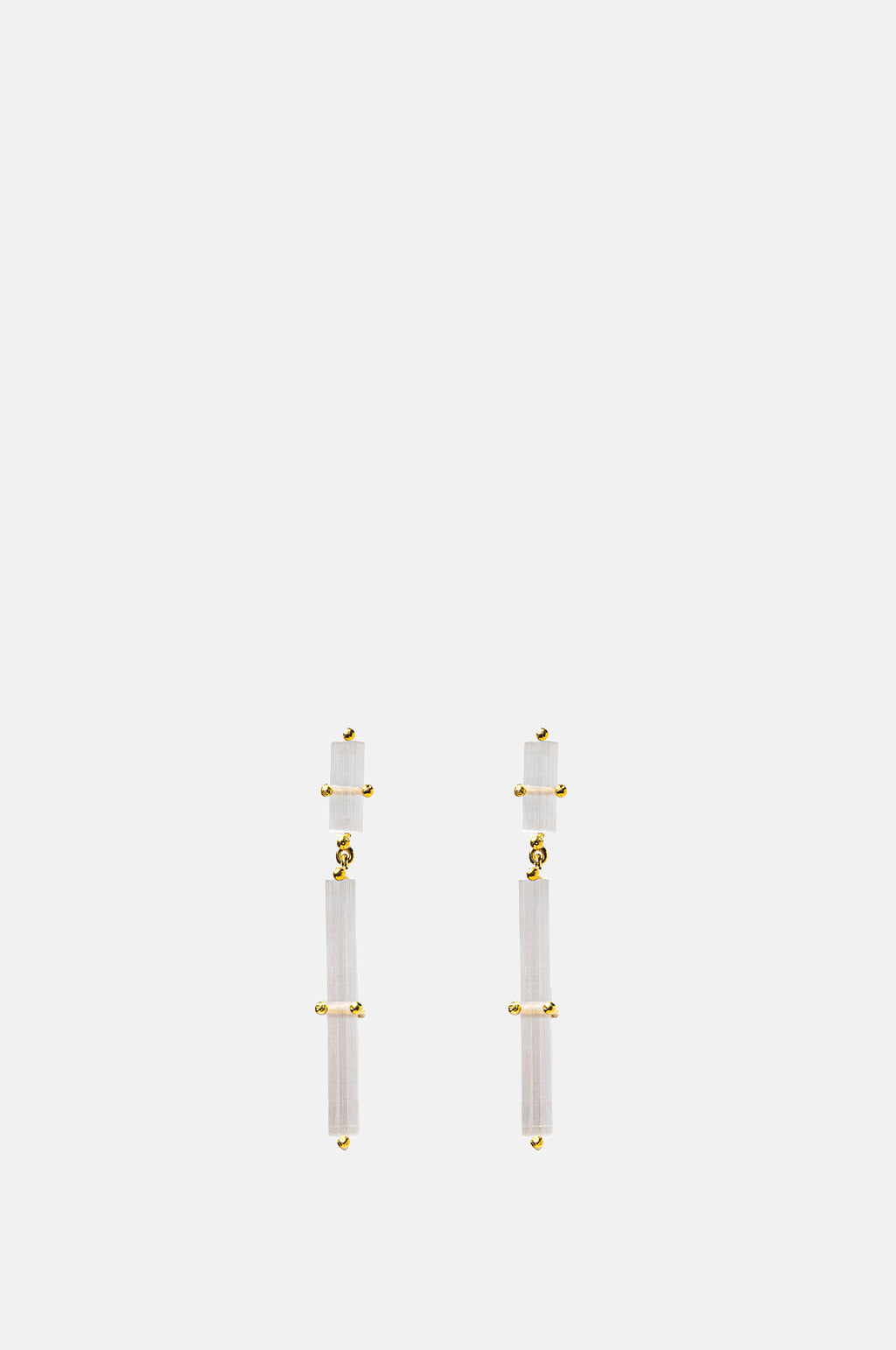 Beatriz Palacios Frosted White Cross Earrings.