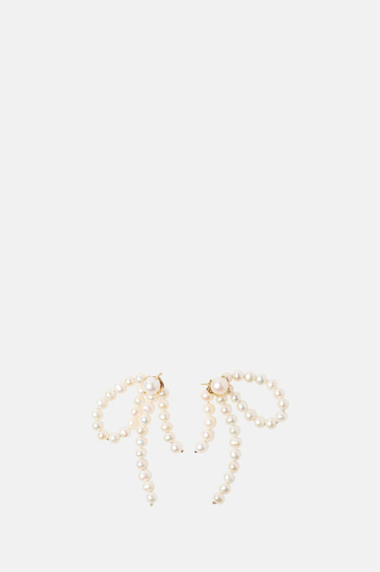 Half Bow Pearl Earrings