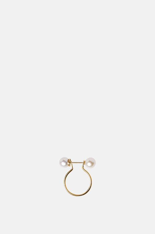 No5 Pearl Ball Piercing Gold Ring