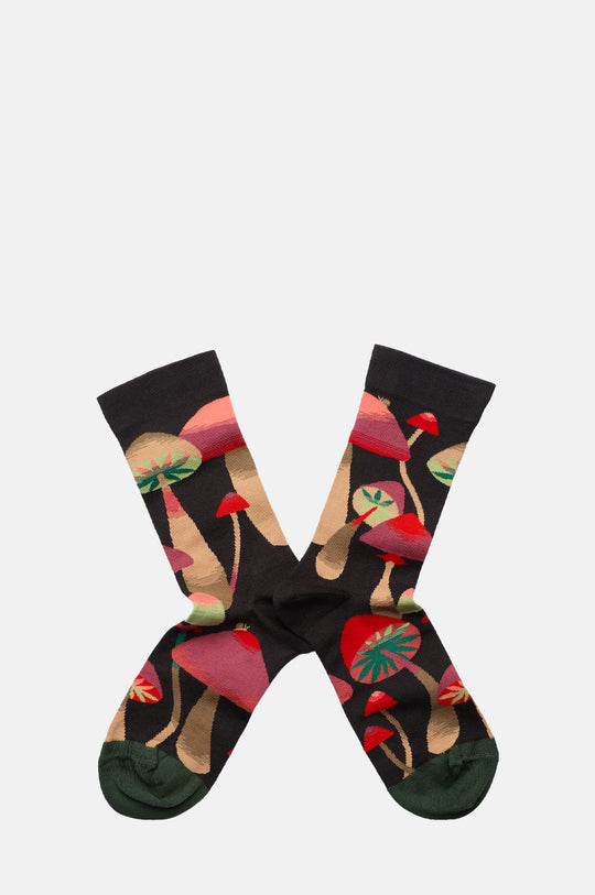 Champignons Faux Noir Socks