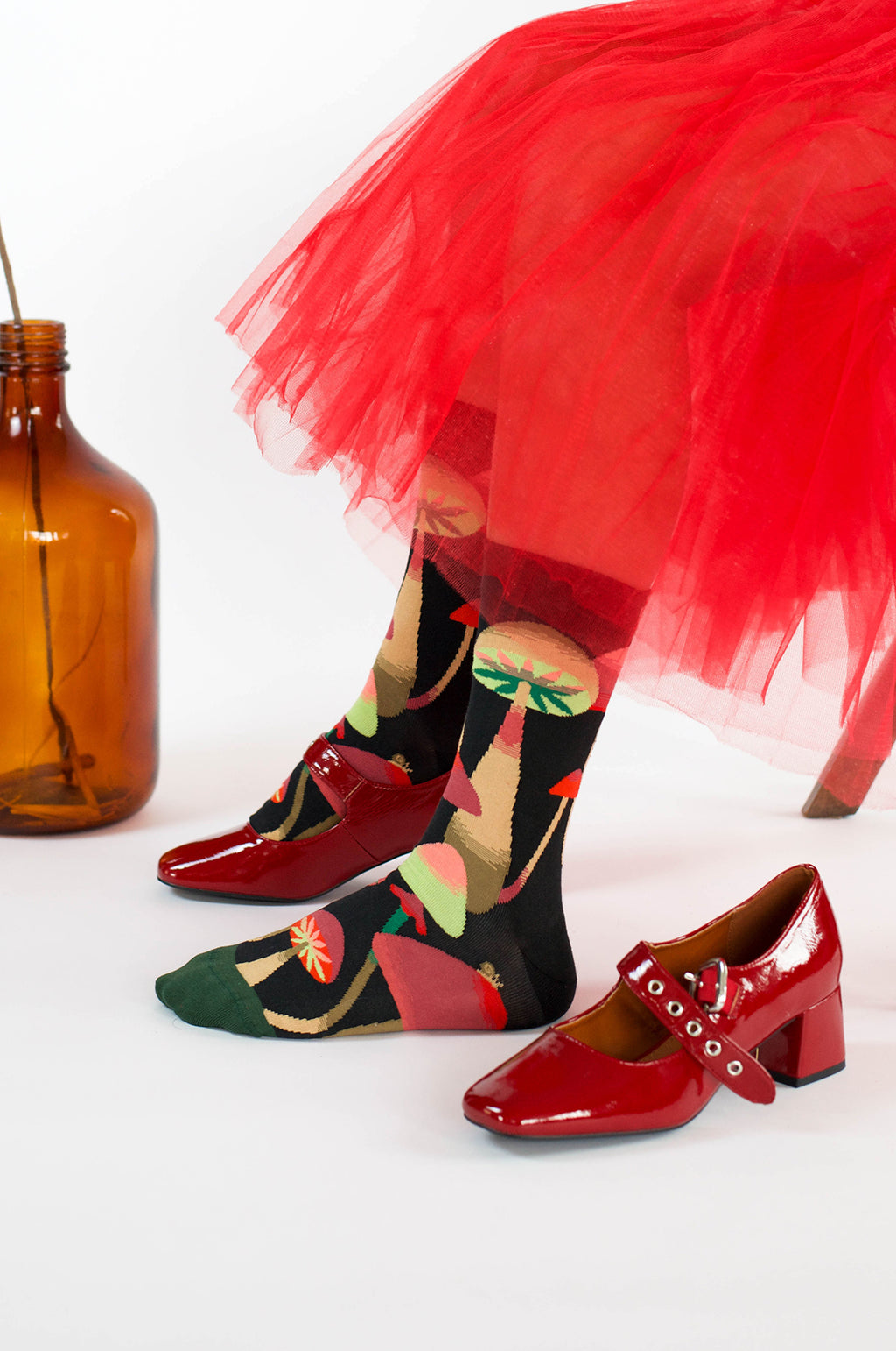 Champignons Faux Noir Socks