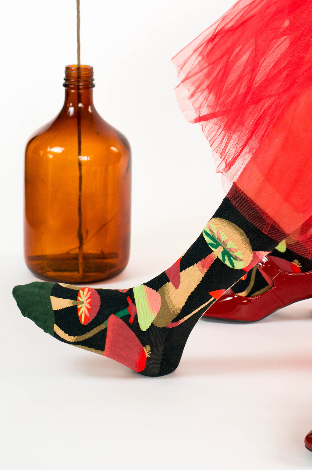 Champignons Faux Noir Socks