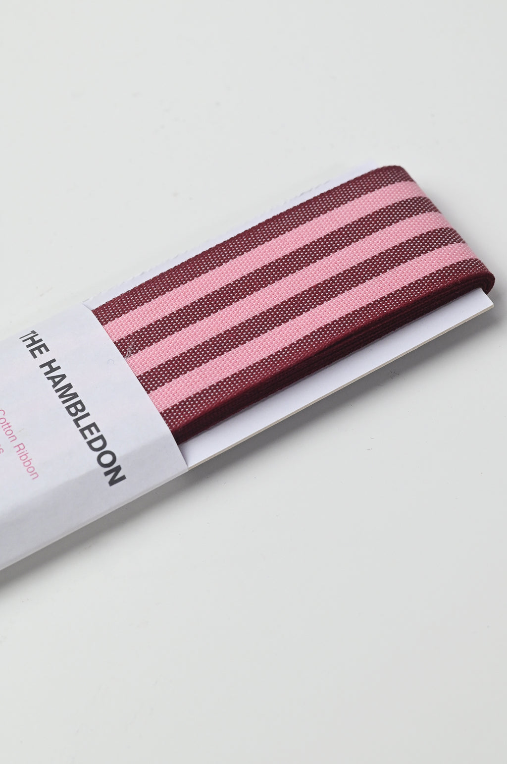 Bordeaux and Candy Pink Cotton Stripe Ribbon 35mm x 5m