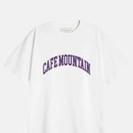 Cafe Mountain College Logo Tee Natural And Purple.