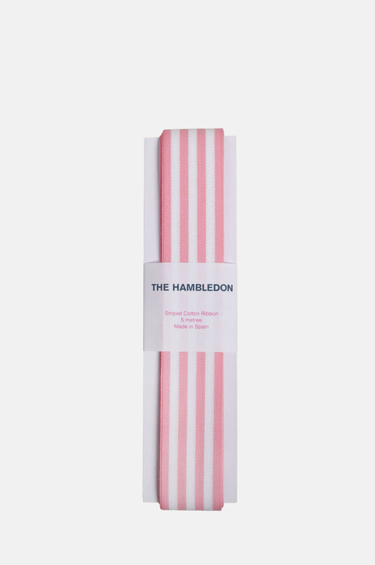 Candy Pink Cotton Stripe Ribbon 35mm x 5m