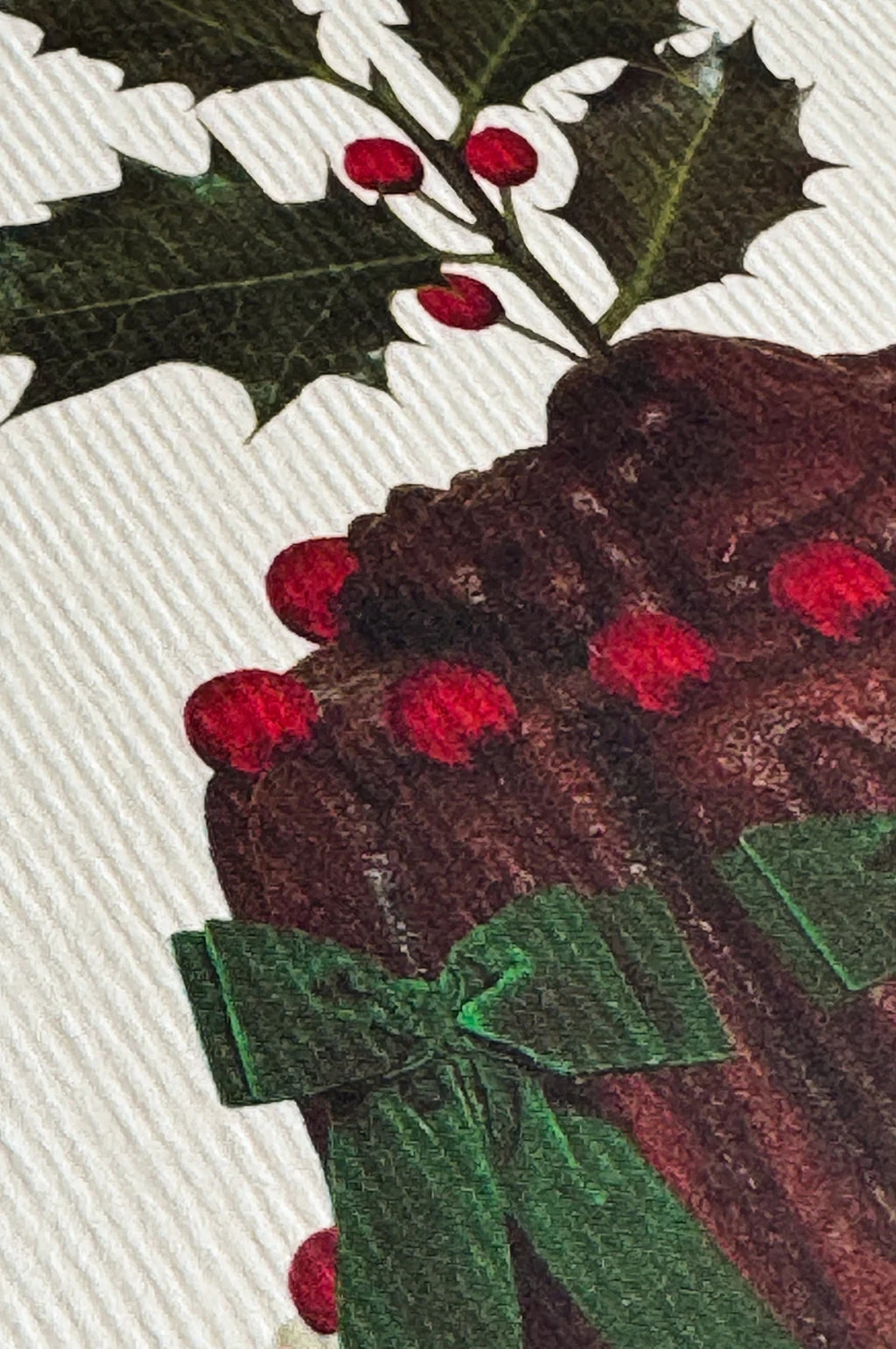 Christmas Plum Pudding Green Bows Greeting Card