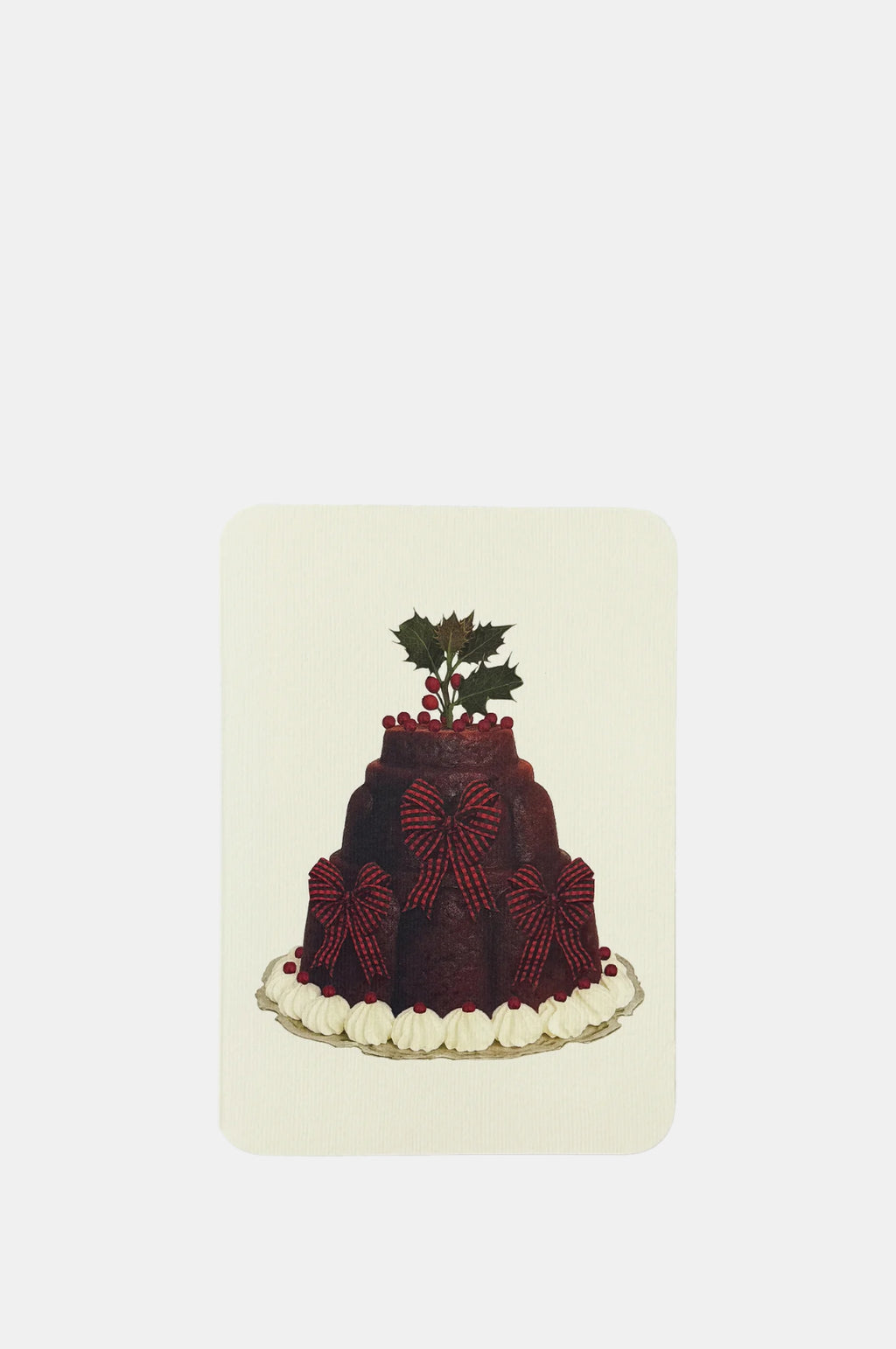 Canonbury Press Christmas Plum Pudding Three Bows Greeting Card.