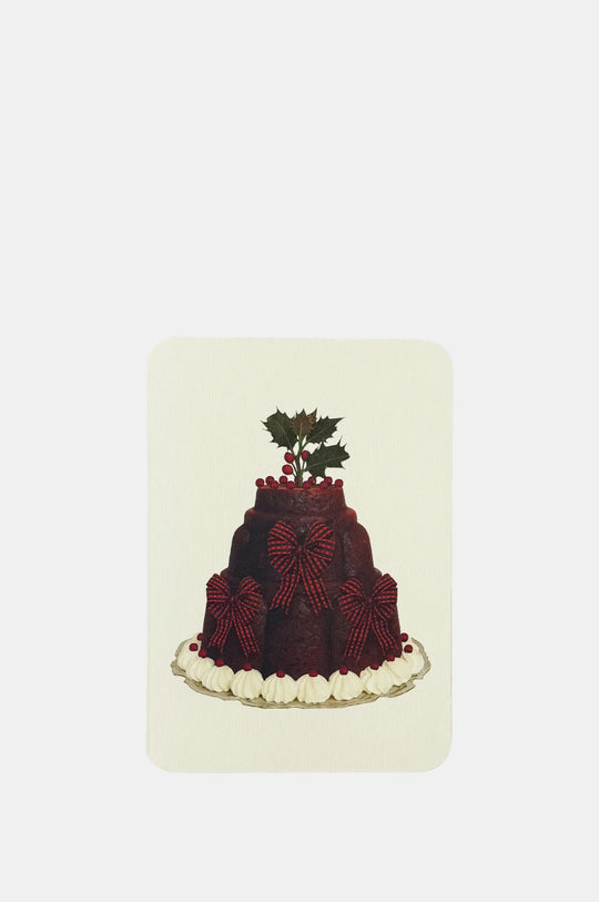 Christmas Plum Pudding Three Bows Greeting Card