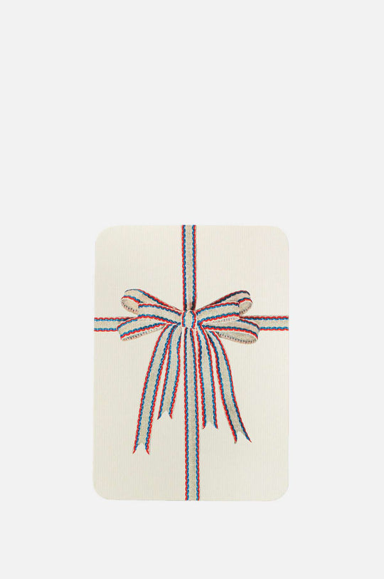White Red & Blue Bow Notecard