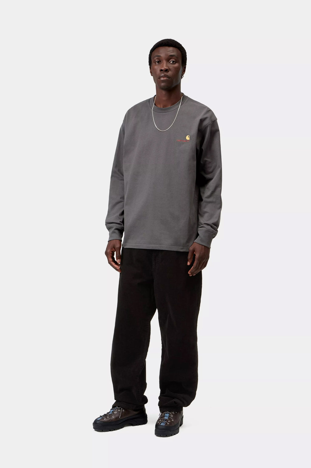 L/S American Script T-Shirt Graphite