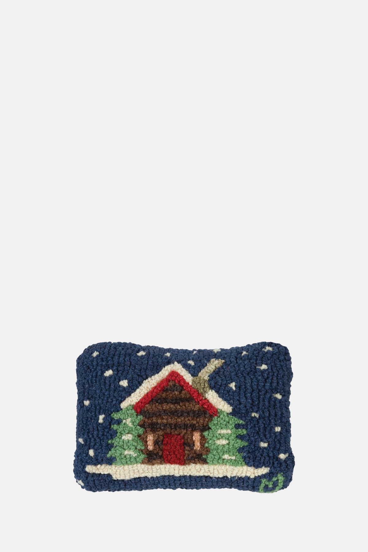 Chandler 4 Corners Cabin in the Snow Hand Hooked Wool Cushion.