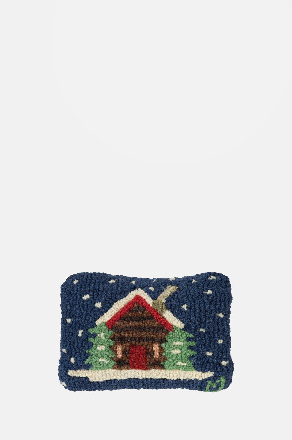Chandler 4 Corners Cabin in the Snow Hand Hooked Wool Cushion.