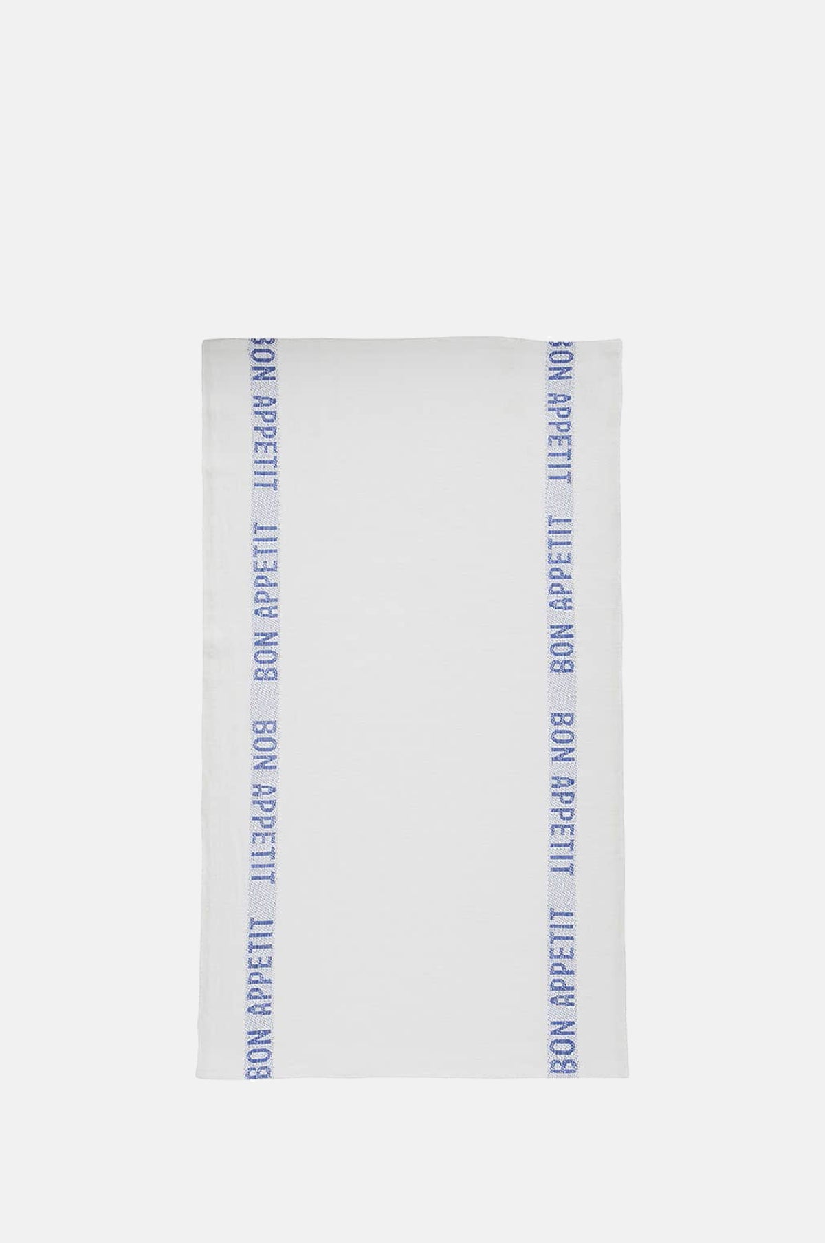 Charvet Bon Appetit Linen Tea Towel White Blue.