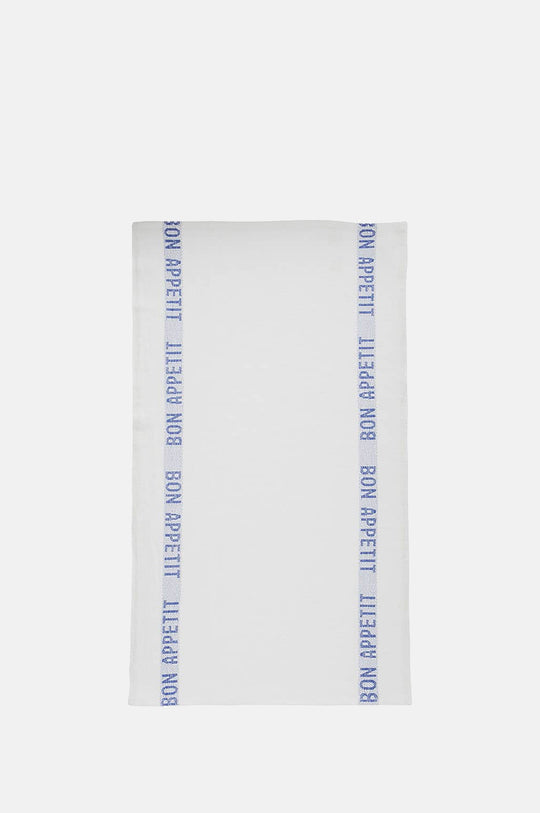 Bon Appetit Linen Tea Towel White Blue