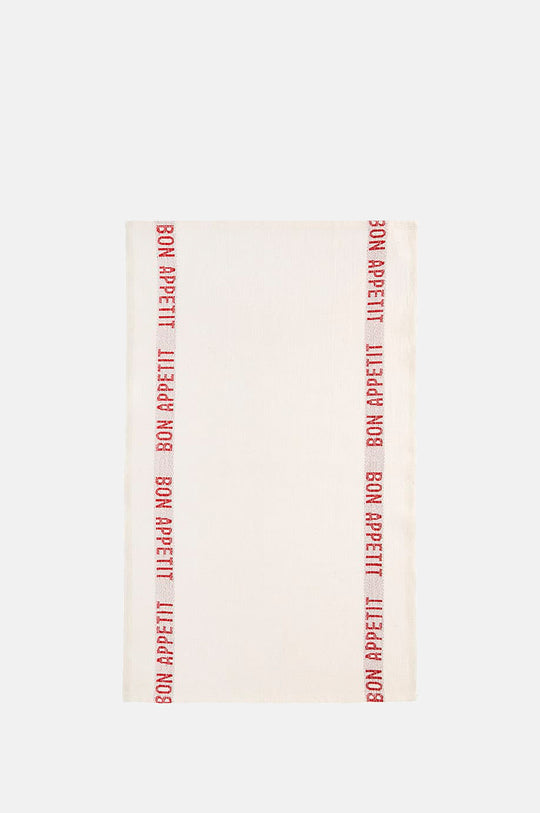 Bon Appetit Linen Tea Towel White Red