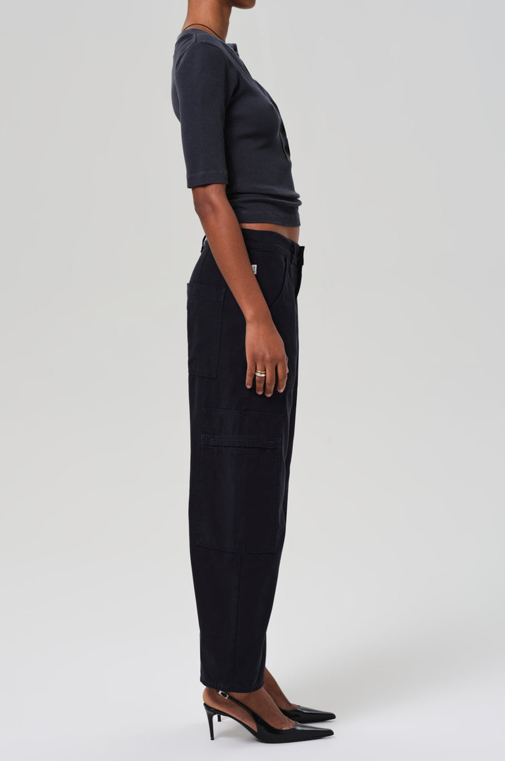 Marcelle Low Slung Cargo Sateen True Navy