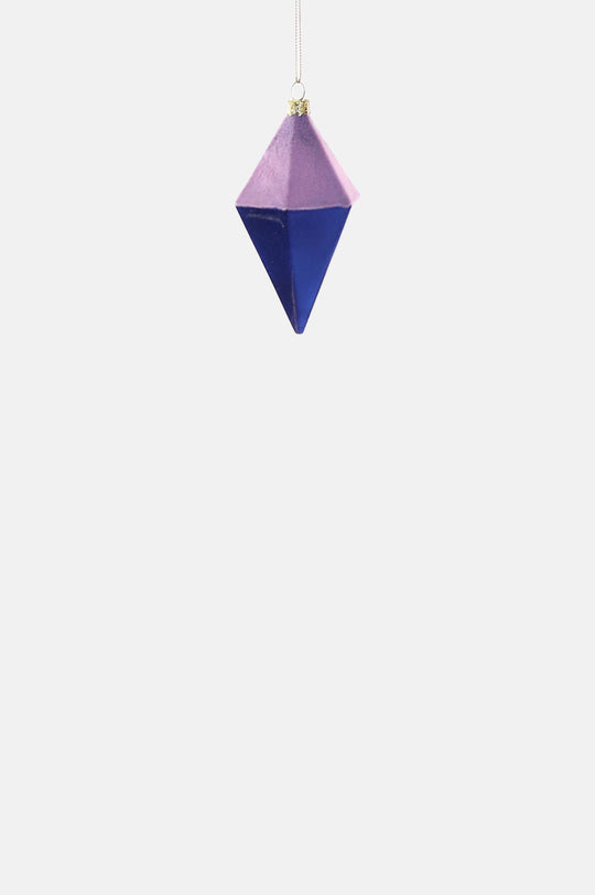 Velvet Diamond Bauble Ornament Lilac Velvet & Blue