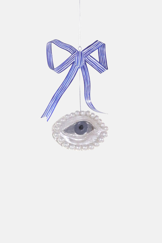 Bow With Eyes Ornament Blue