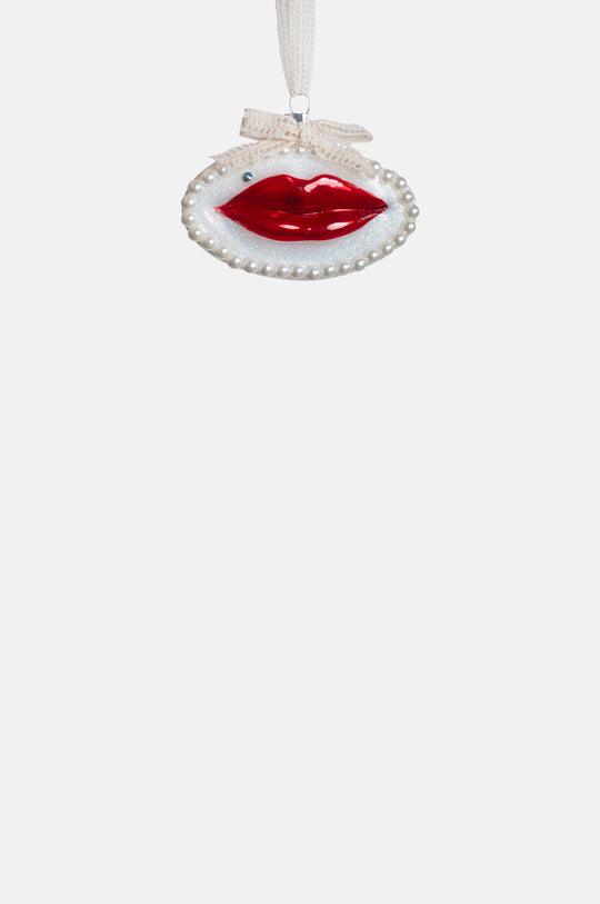 Lover's Lips Ornament Cream Ribbon