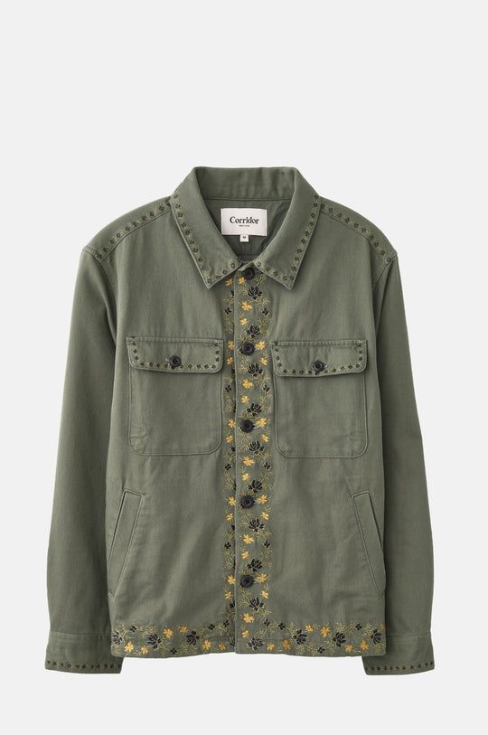Embroidered Military Jacket Olive