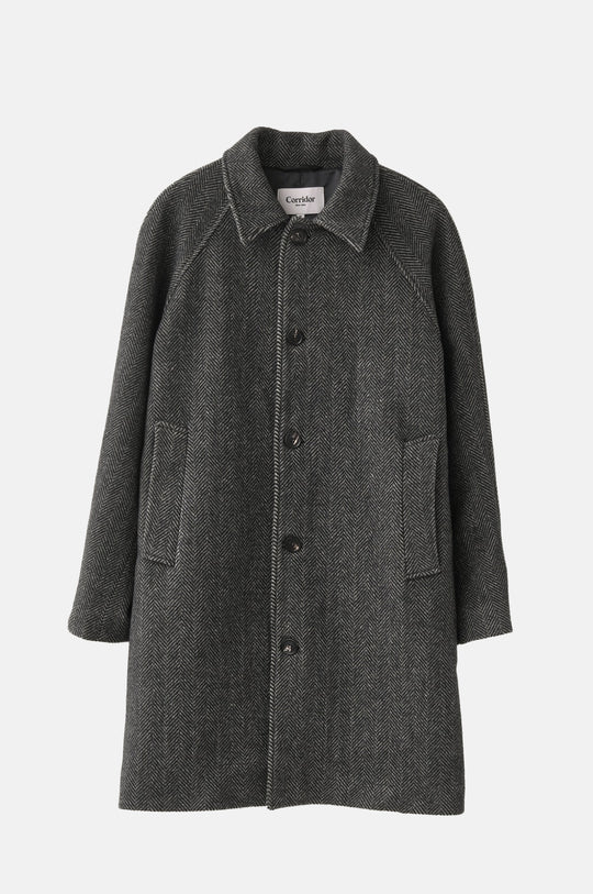 Herringbone Raglan Overcoat Charcoal
