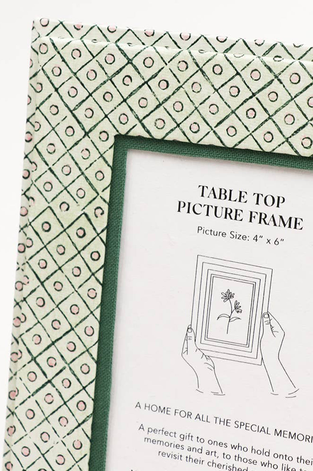 Table Top Picture Frame Dot & Grid Green