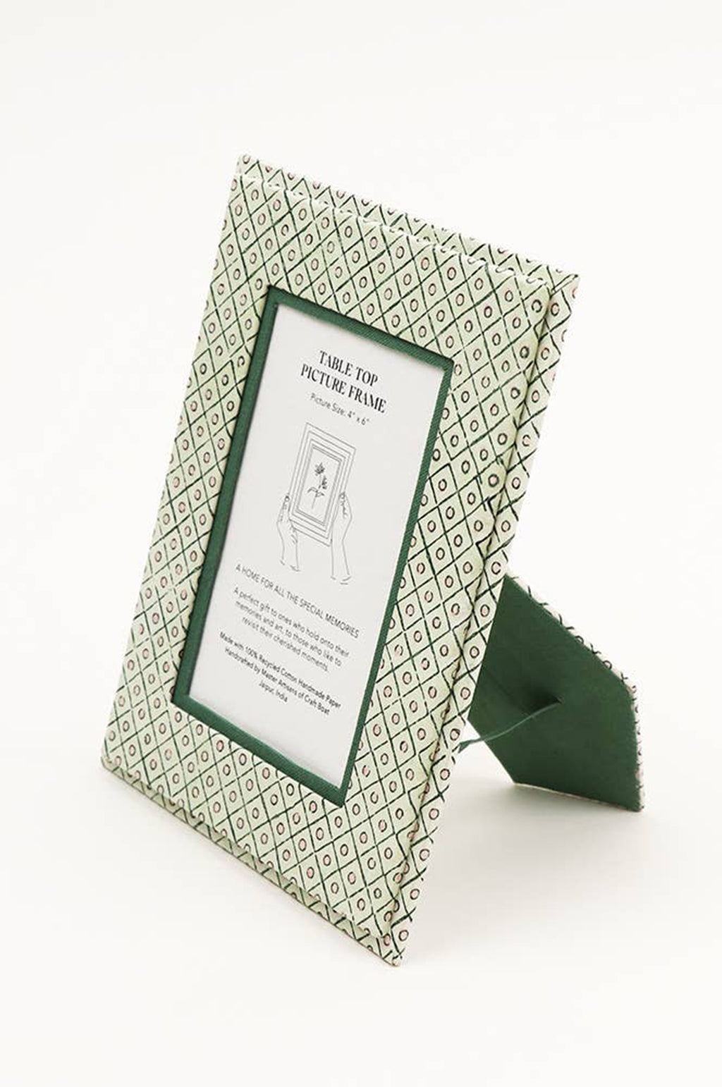Table Top Picture Frame Dot & Grid Green