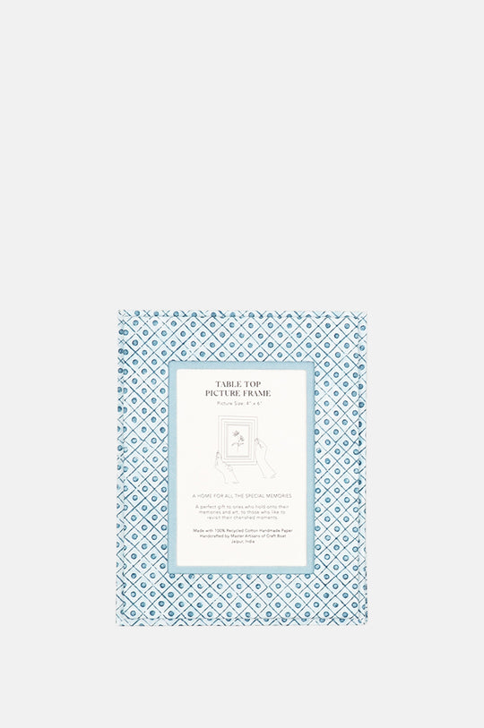 Table Top Picture Frame Dot & Grid Indigo