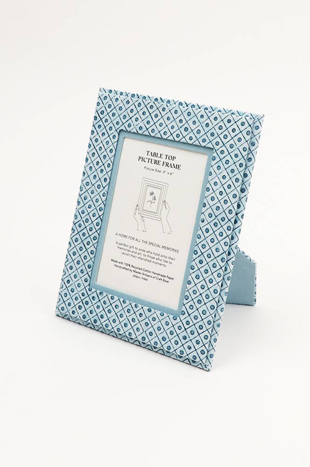 Table Top Picture Frame Dot & Grid Indigo