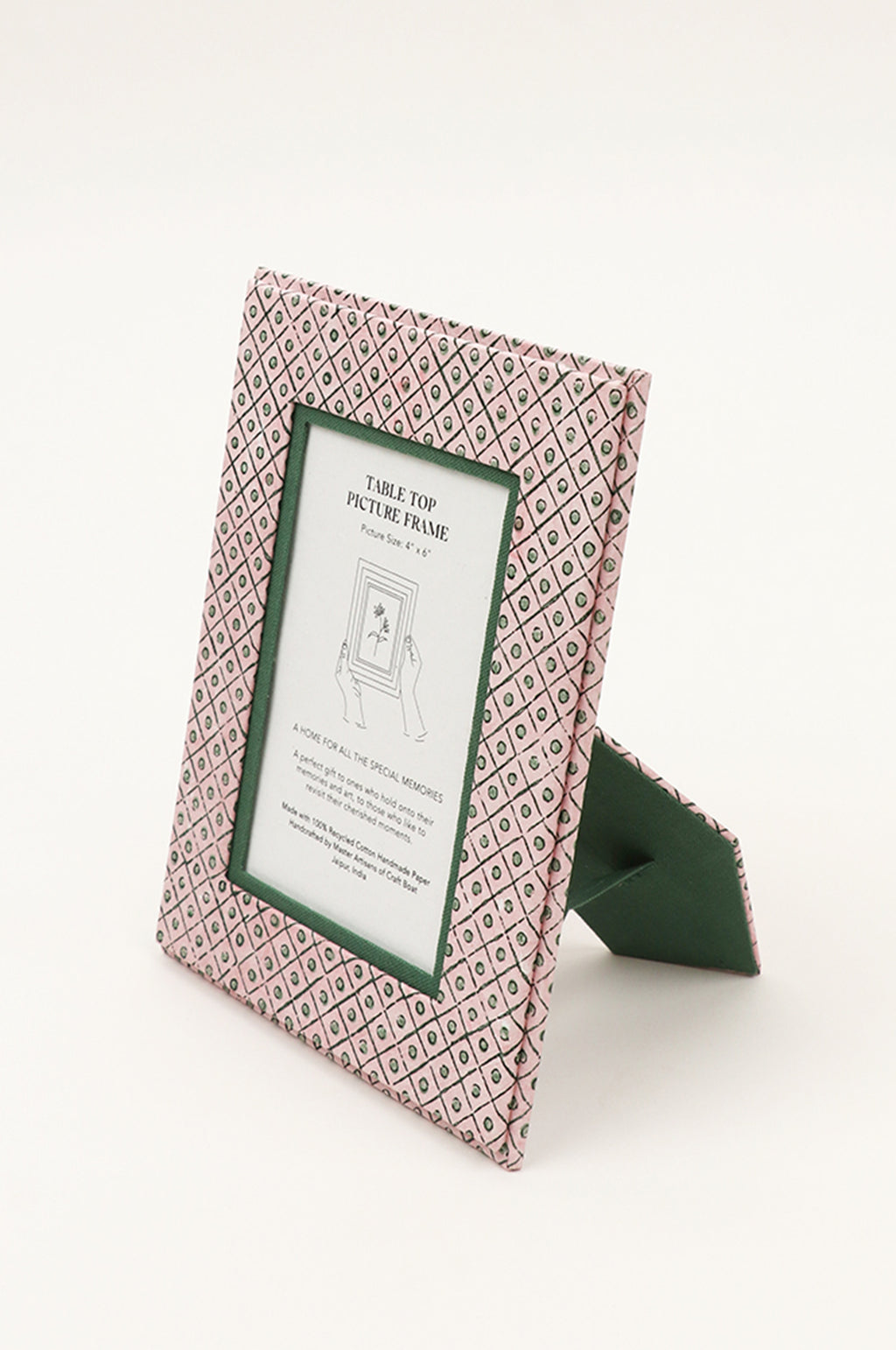 Table Top Picture Frame Dot & Grid Pink