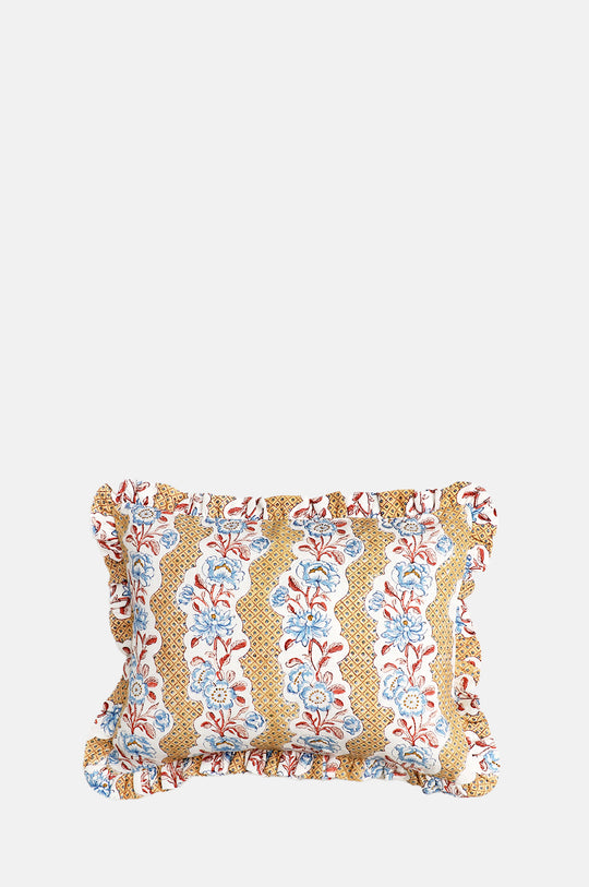 Yellow Blooming Trellis Ruffle Cushion