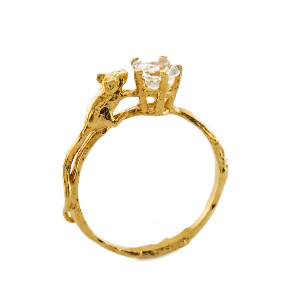 A.M. Mouse & Topaz Ring Gold