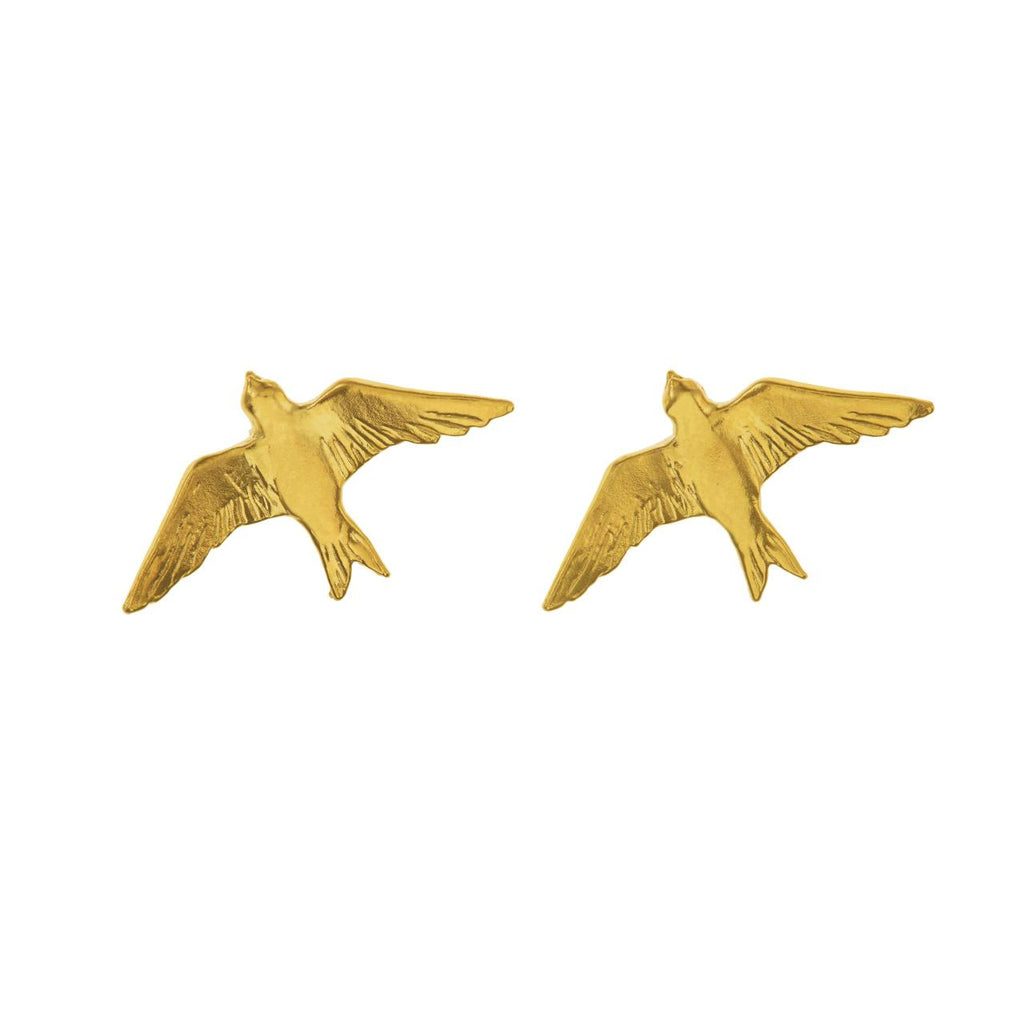 A.M. Flying Swallow Stud Earrings Gold