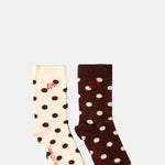 Damson Madder 2 Pack Choc and Ecru Spot Socks.