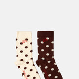 Damson Madder 2 Pack Choc and Ecru Spot Socks.