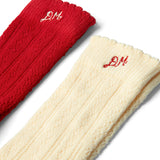 2 Pack Socks Red & Cream Pointelle