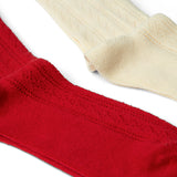 2 Pack Socks Red & Cream Pointelle
