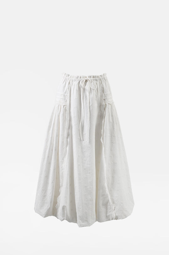 Agatha Puff Midi Skirt White