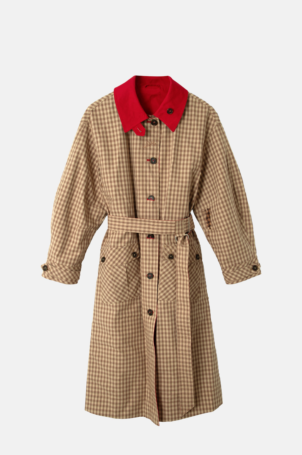 Damson Madder Anja Reversible Honey Trench Tan Red.