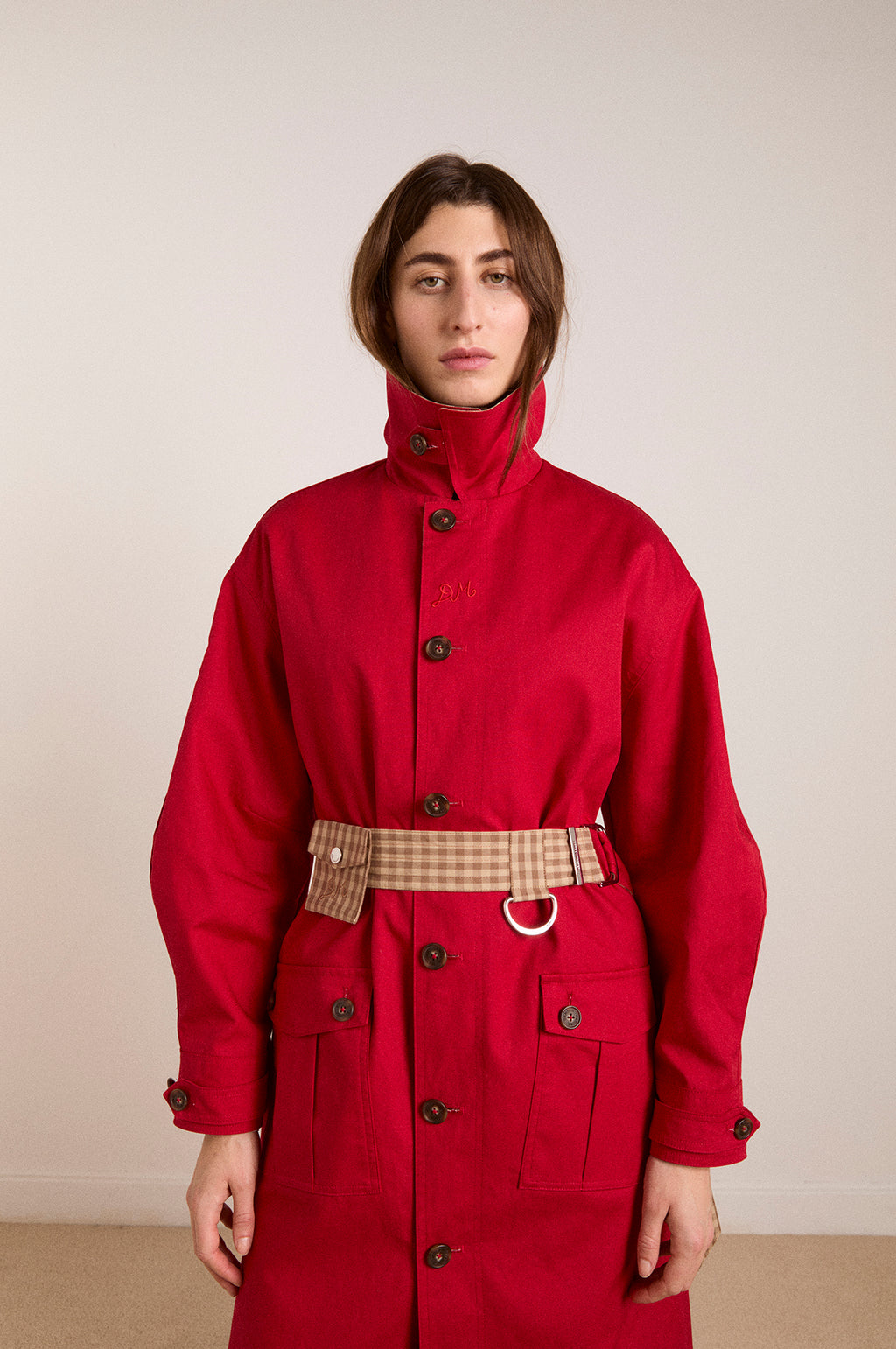 Anja Reversible Honey Trench Tan/Red