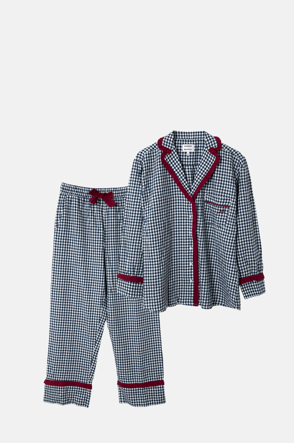 Damson Madder Antonia PJ Set Navy Gingham.