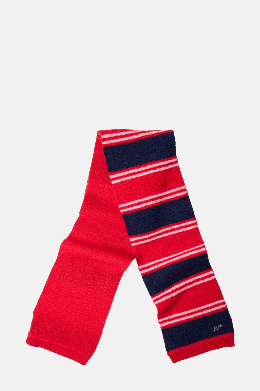 Damson Madder Bibi Skinny Scarf Red Navy Stripe.