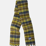 Damson Madder Brushed Fluffy Slim Scarf Lark Green Check.