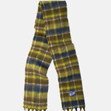 Damson Madder Brushed Fluffy Slim Scarf Lark Green Check.