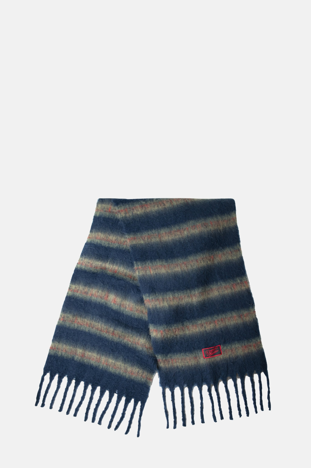 Damson Madder Brushed Oversized Scarf Choc Blue Stripe.