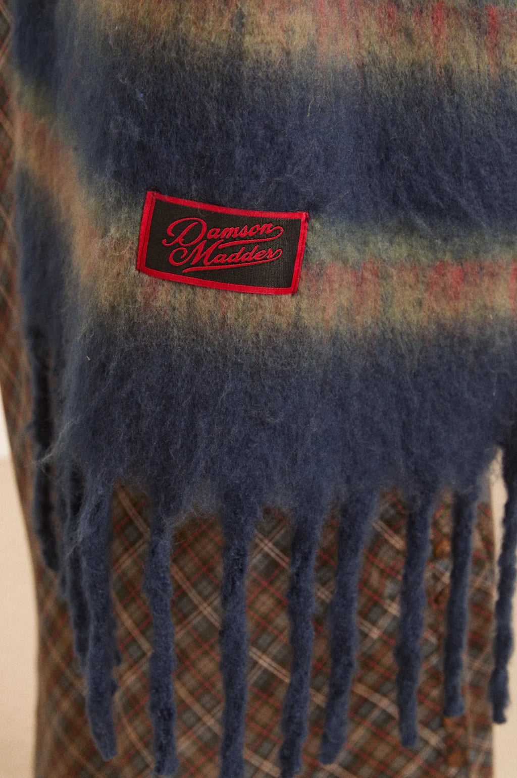 Brushed Oversized Scarf Choc Blue Stripe