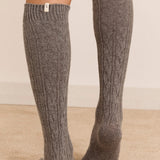 Cable Knit Long Cosy Sock Grey