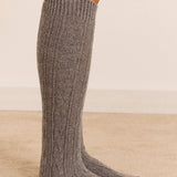 Cable Knit Long Cosy Sock Grey