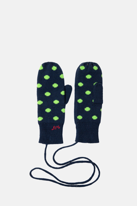 Cable String Mittens Charcoal/Lime Spot